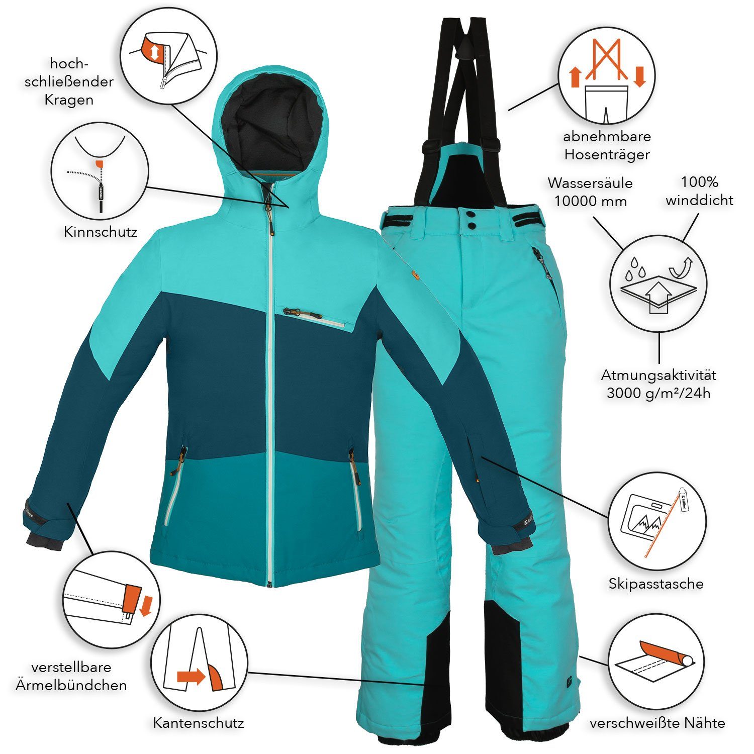 Killtec Skianzug Mädchen Kinder Skijacke + Skihose (Türkis, Gr. 128)