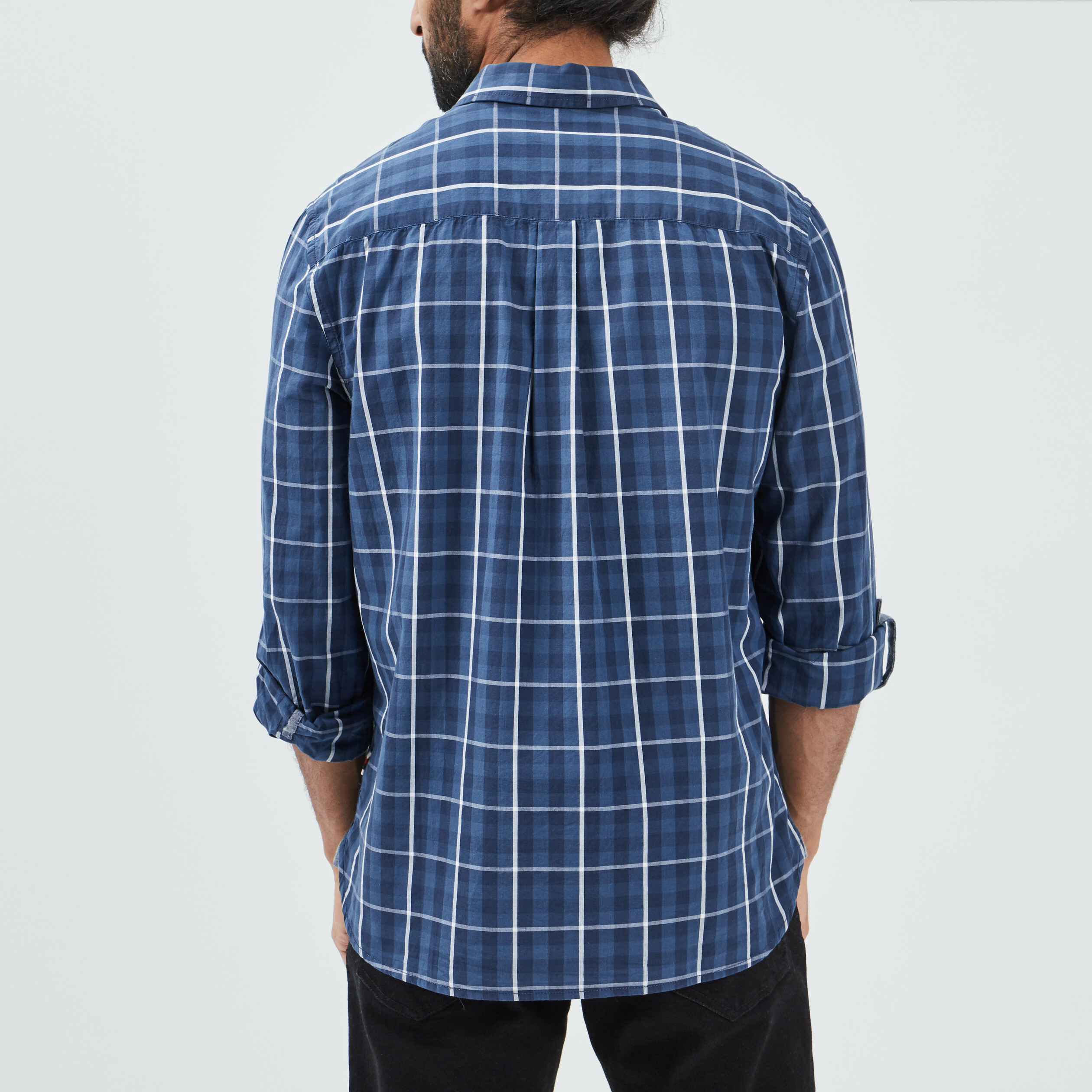 Chemise droite manches 3 4 bleu homme | La Halle