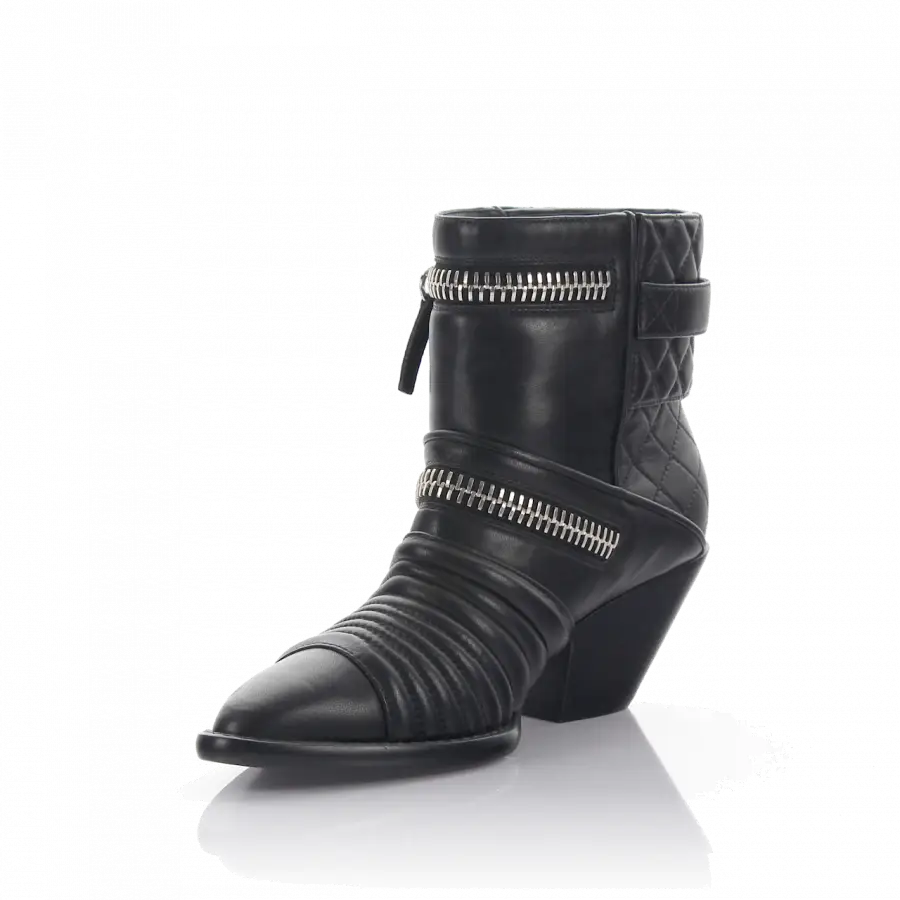 Giuseppe Zanotti - Stiefeletten Nappaleder Zierreißverschluss schwarz - schwarz