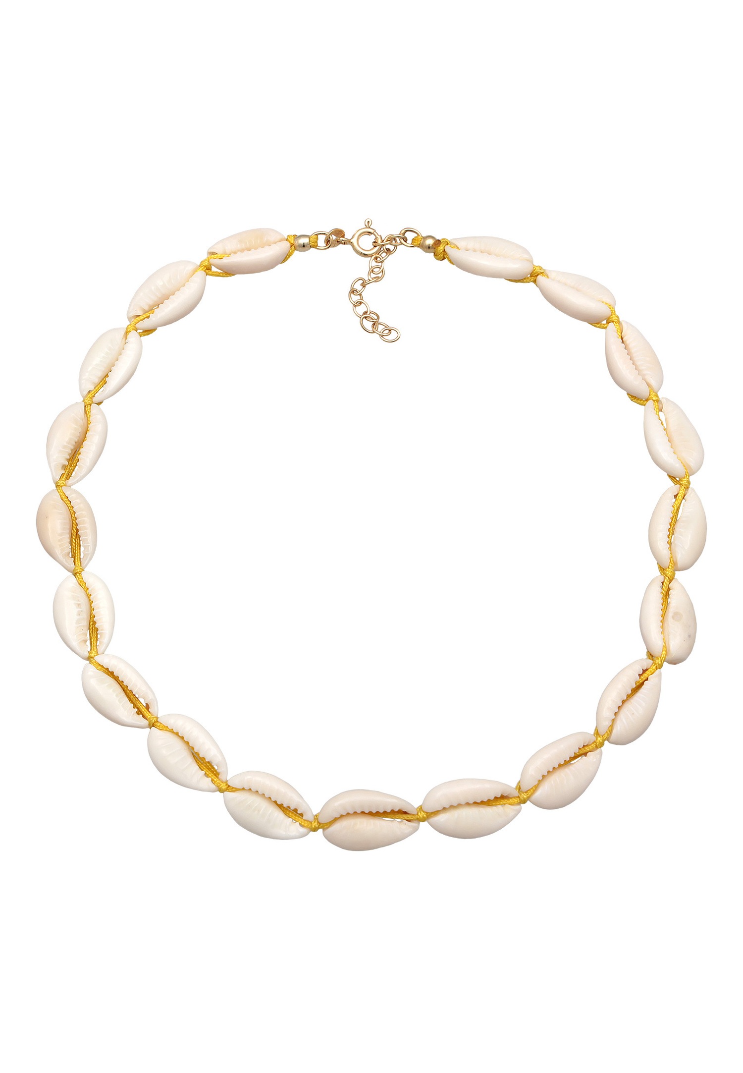 Collana girocollo da donna Elli, trendy e perfetta per la spiaggia, con conchiglie di ciprea, in argento sterling 925 placcato oro.