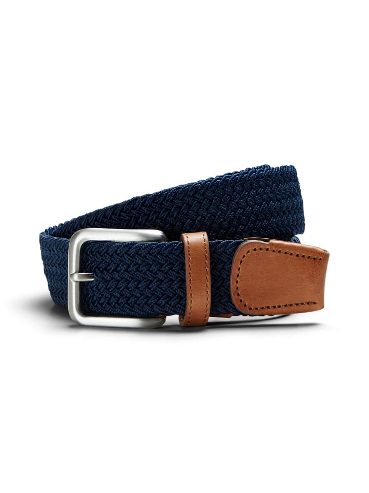 Jack & Jones Elastischer Stoff Gürtel Flecht Stretch Belt ohne Löcher JACSPRING in Navy günstig kaufen