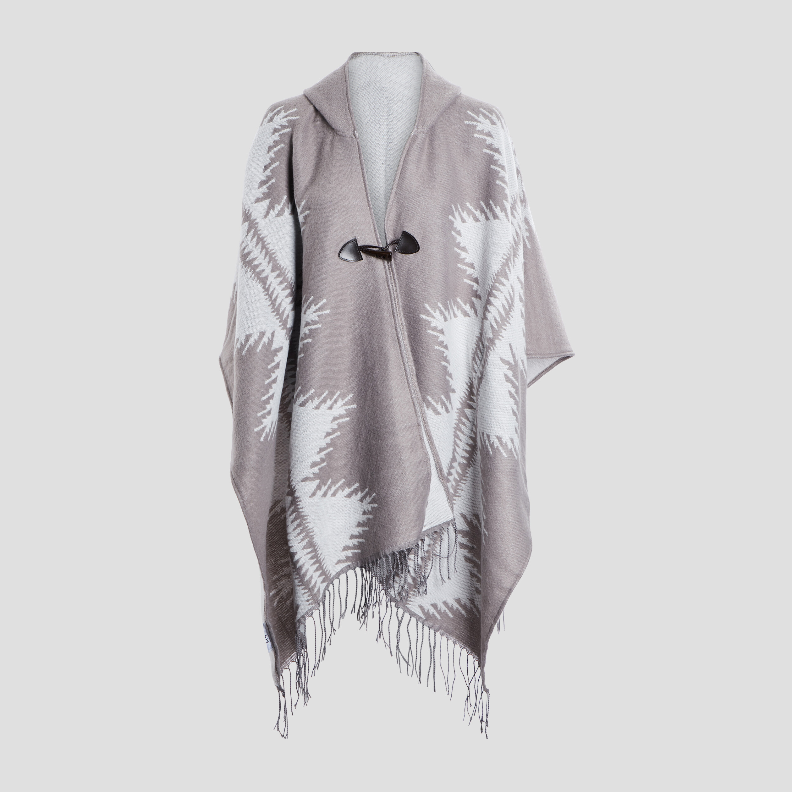 Poncho à capuche taupe femme | La Halle