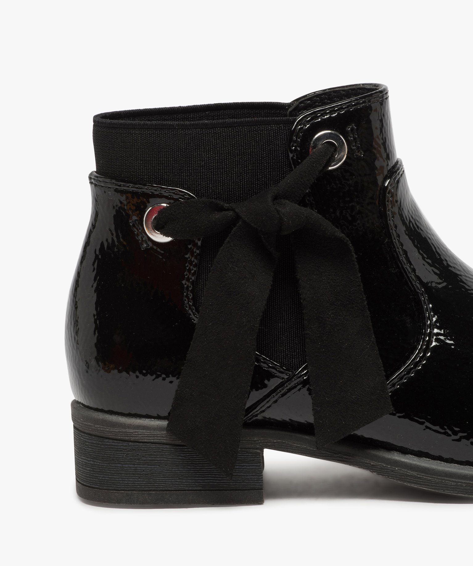 Boots fille unis tige vernie et ruban décoratif | GEMO