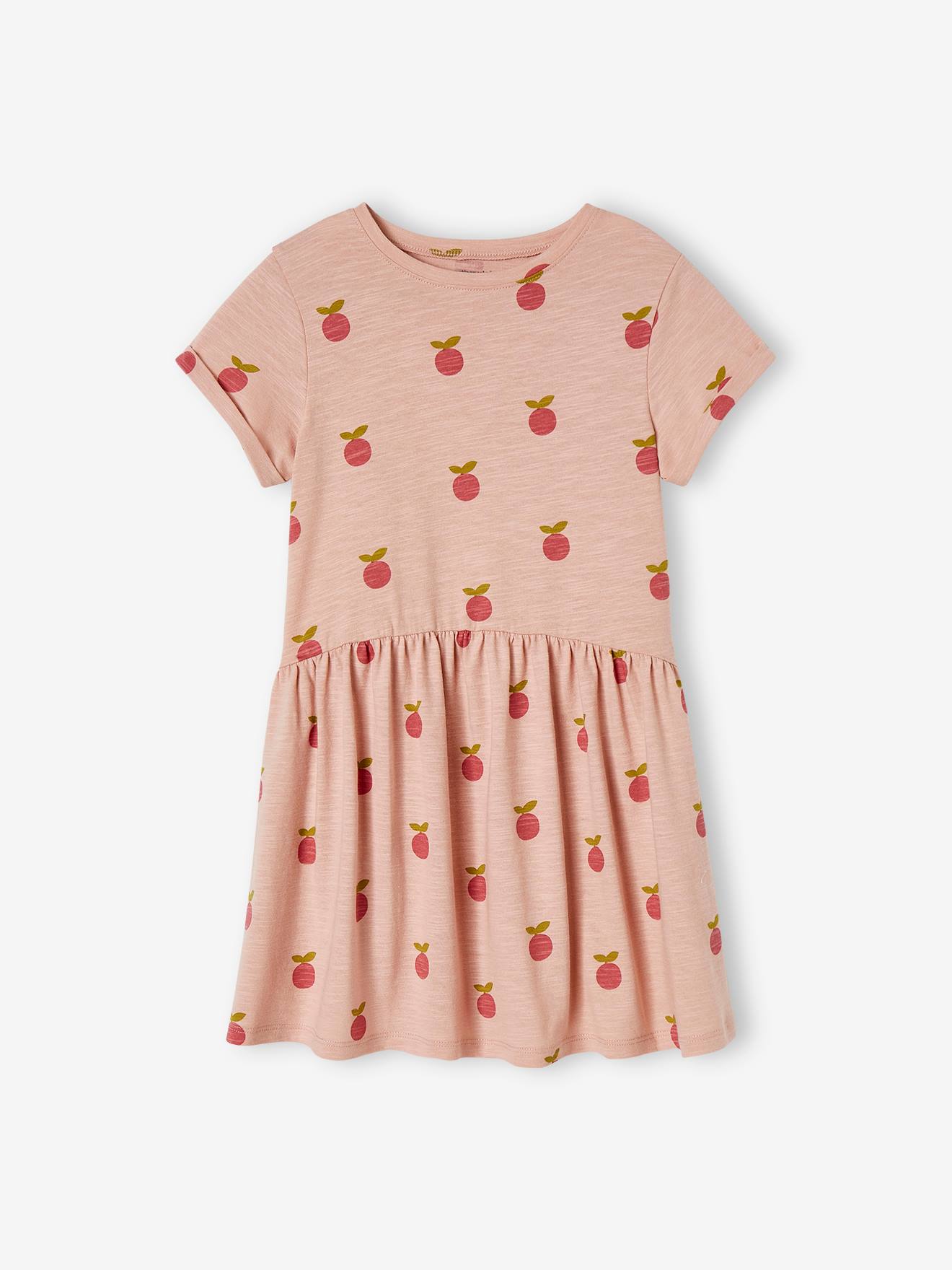Robe Basics imprimée fille manches courtes bleu clair imprimé cerises