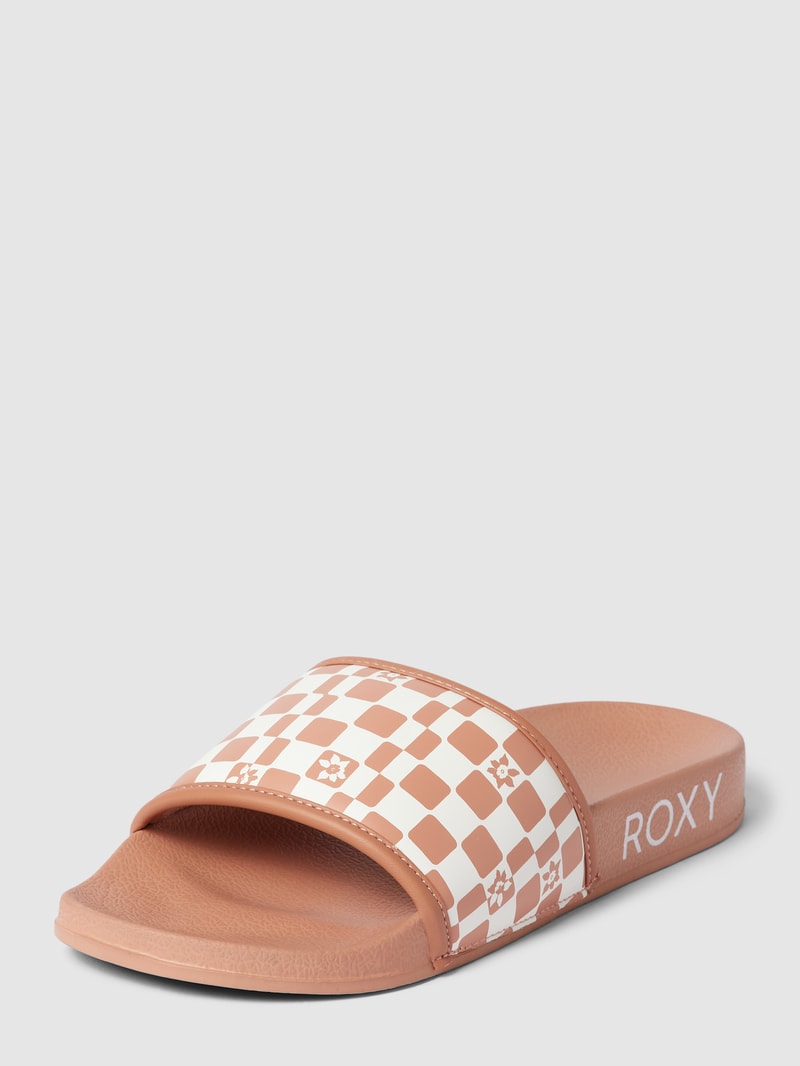 Slides mit floralem Print 'SLIPPY' in rosé