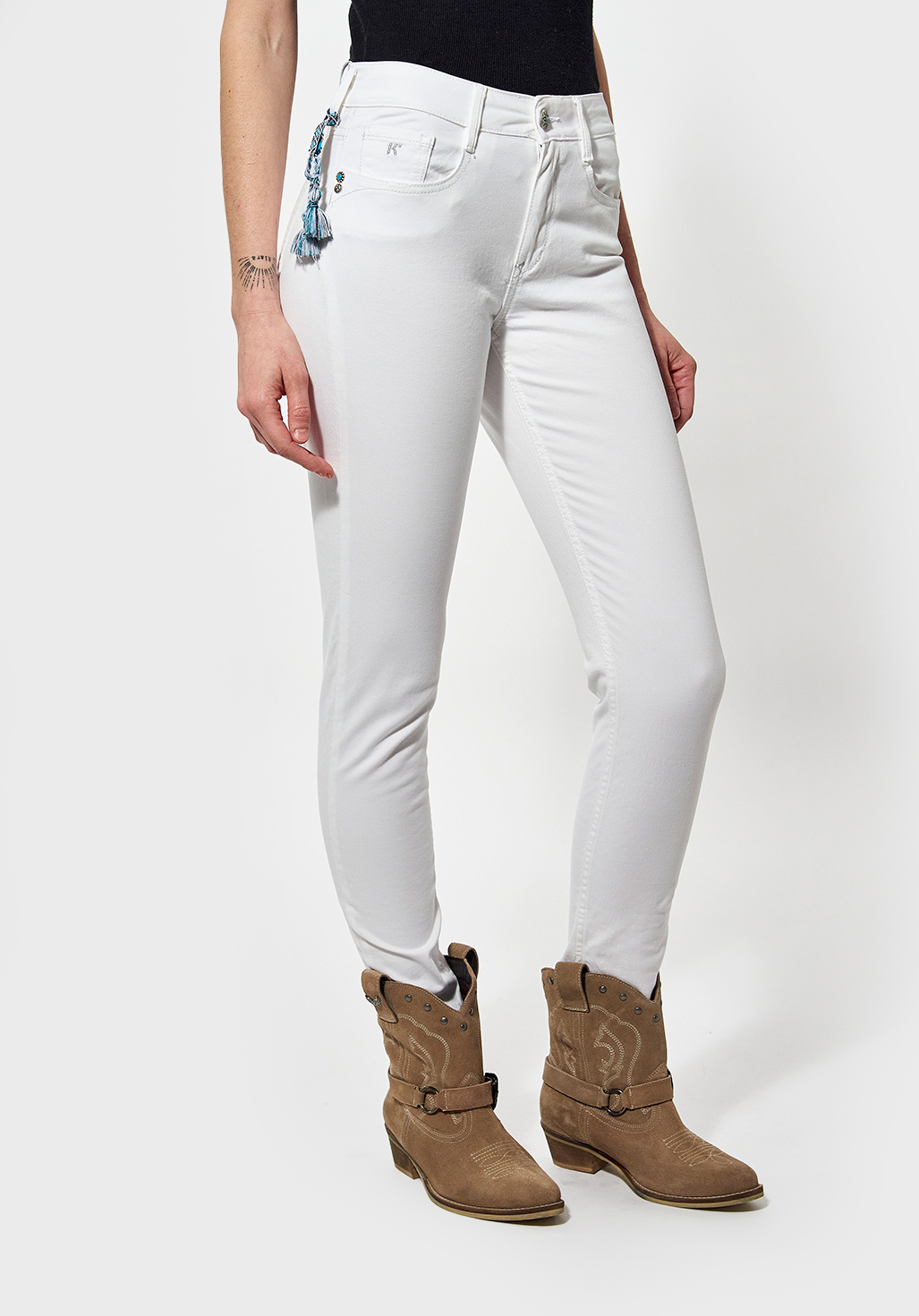 LEAWE  Jean slim 7/8 blanc Femme