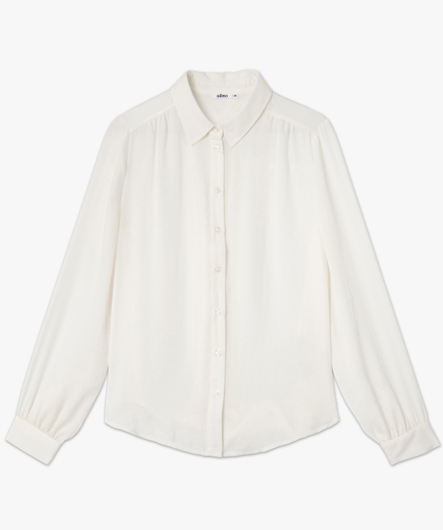 Chemise en satin à manches longues femme ecru | GEMO
