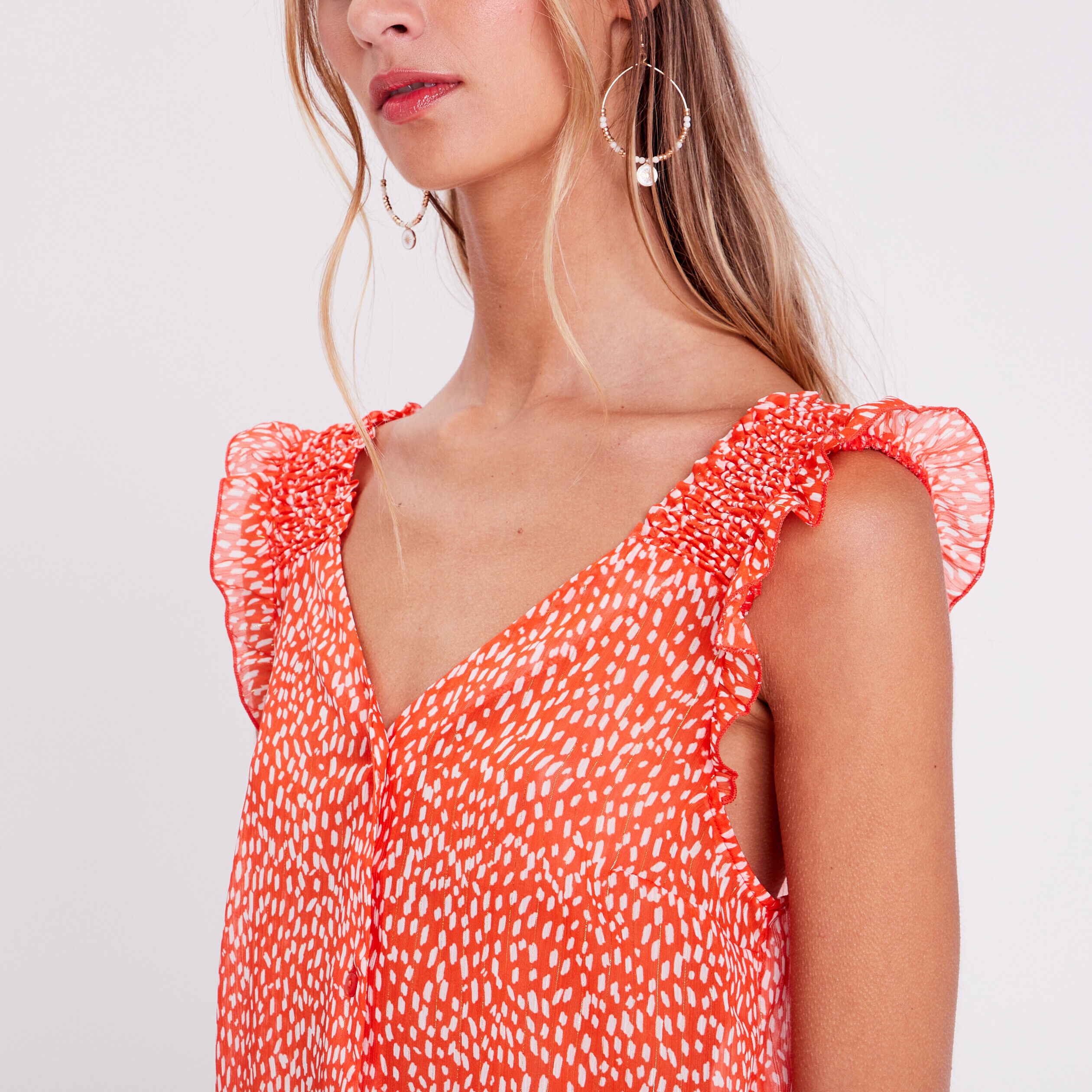 Blouse sans manches rouge femme | Cache Cache
