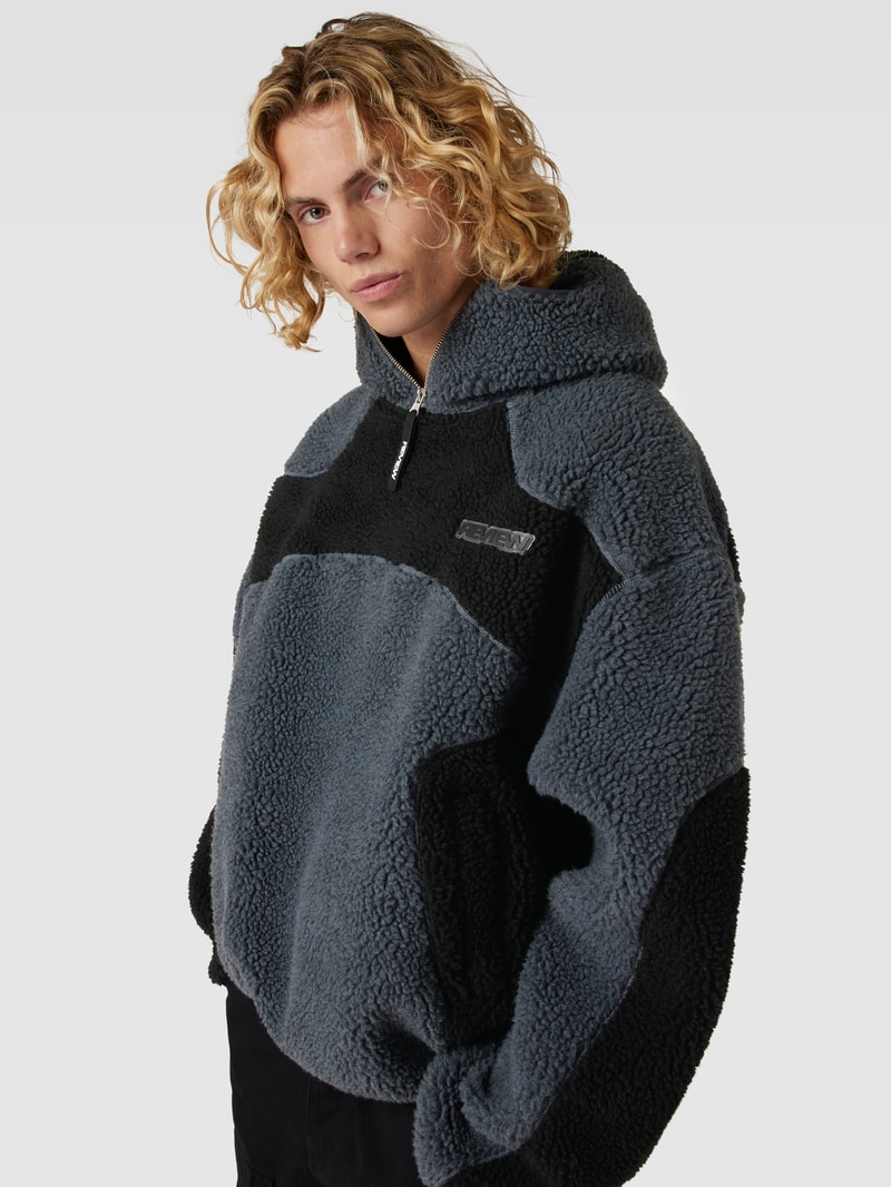 Sweatshirt mit Kunstfell in dunkelgrau