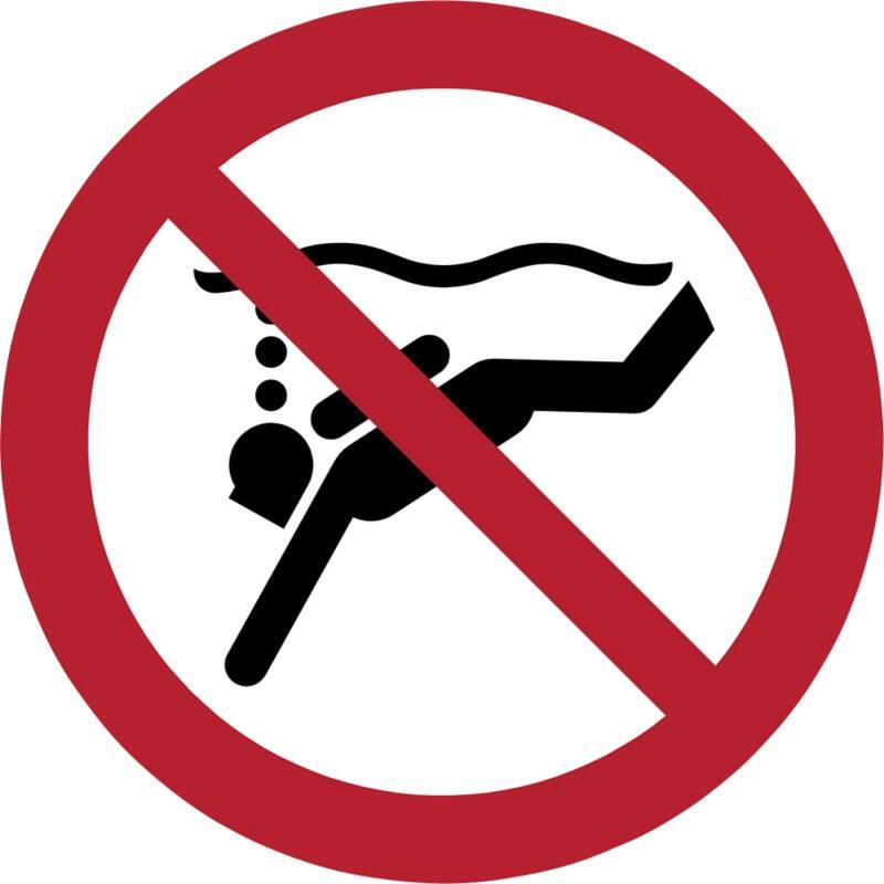 Djois Warnschild Geräte-Tauchen verboten Klebstoff, einschraubbar PP (Polypropylen) 20 (B) x 0,14 (H) cm 3 Stück