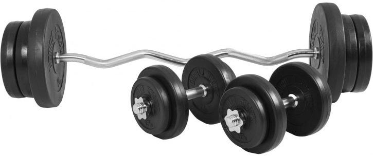 GORILLA SPORTS Hantel-Set 70 kg Curlstange Kurzhanteln Hantelscheiben Sternverschlüsse