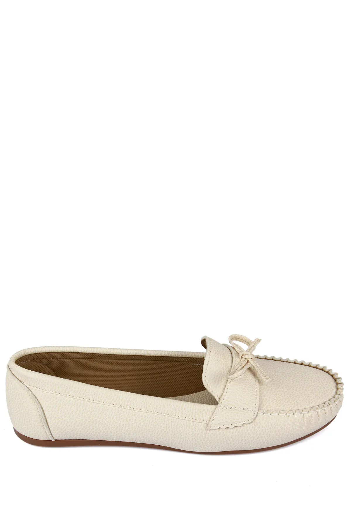 GÖNDERİ(R)  Beige, runde Zehenpartie, flache Sohle, Schleife für Damen-Ballerinas 30100
