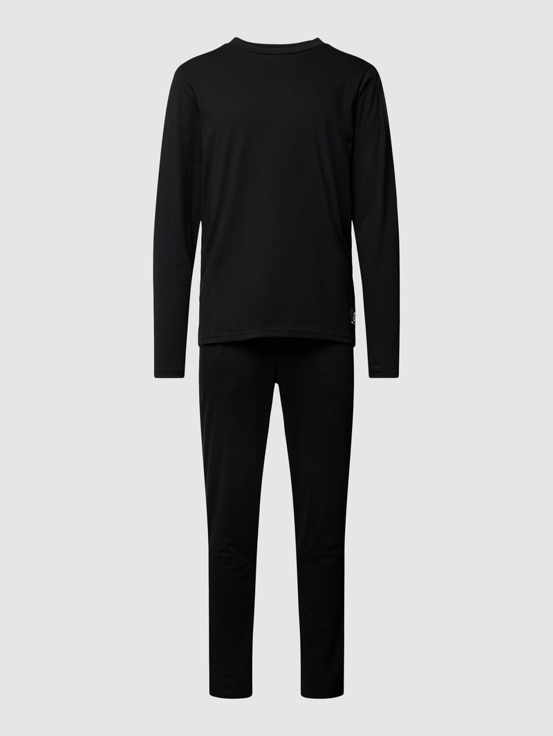 Pyjama mit Rundhalsausschnitt Modell 'BASIC LABEL' in schwarz