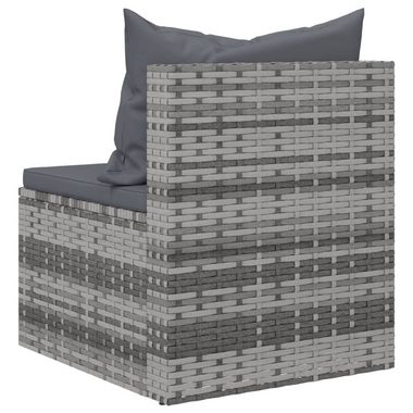 vidaXL Loungesofa Garten-Mittelsofas mit Kissen 2 Stk. Grau Poly Rattan, 1 Teile