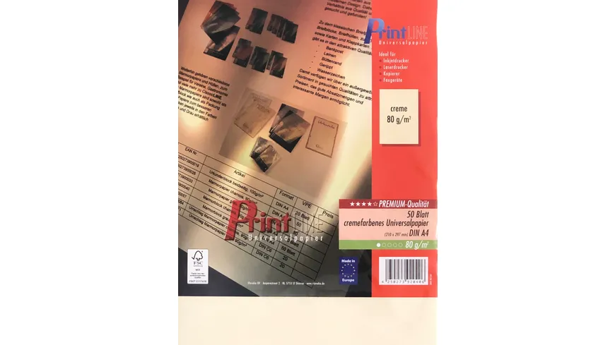 PrintLINE Universalpapier A4 80g creme 50 Blatt
