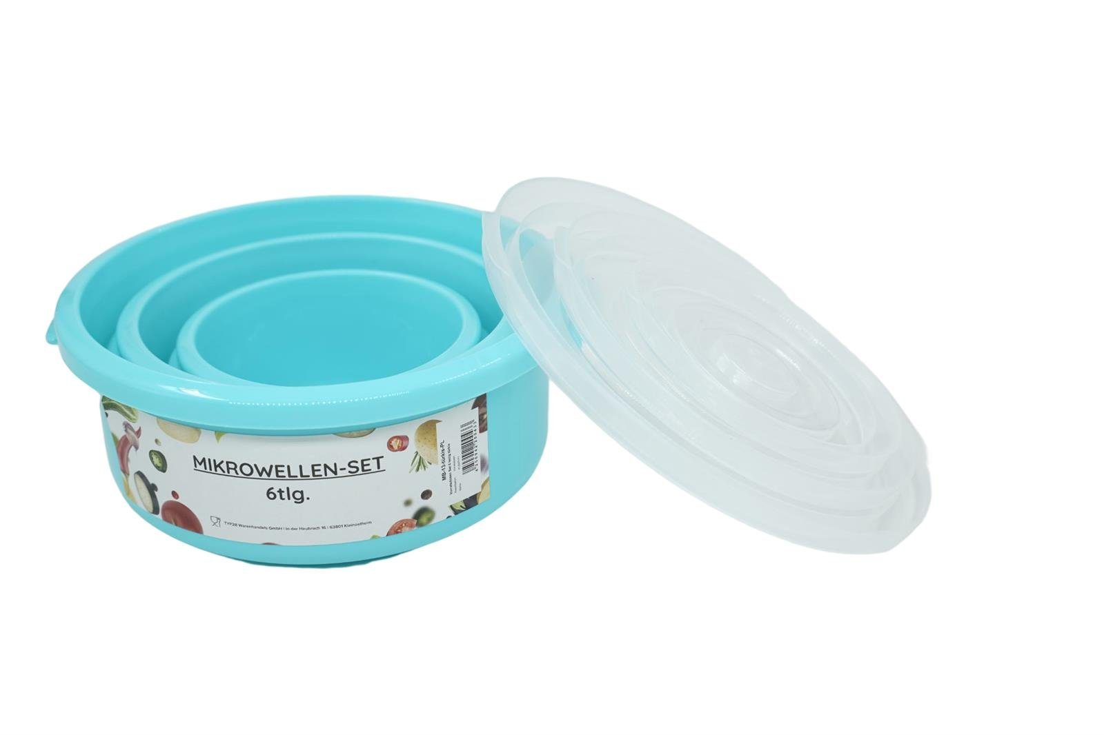 Plentyfy Mikrowellenbehälter Vorratsdosen Set, Kunststoff, (PLENTYFY, Mikrowellenschüssel Set 6-tlg., rund, Türkis, mit Entlüftung, Mikrowellengeschirr, Mikrowellendose, Microwave, Meal Prep, kunststoff, 6-tlg., Premium), Meal Prep Boxen - Mikrowelle