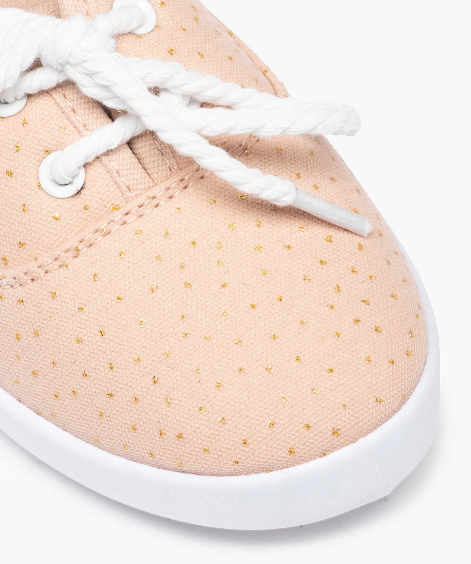 Baskets femme en toile à semelle fine et lacets cordelette rose | GEMO