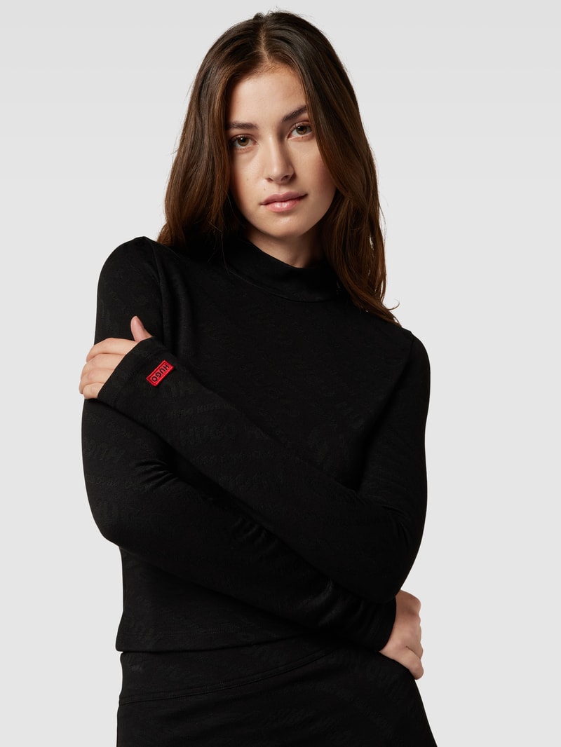 Longsleeve mit Stehkragen Modell 'Dartemis' in schwarz