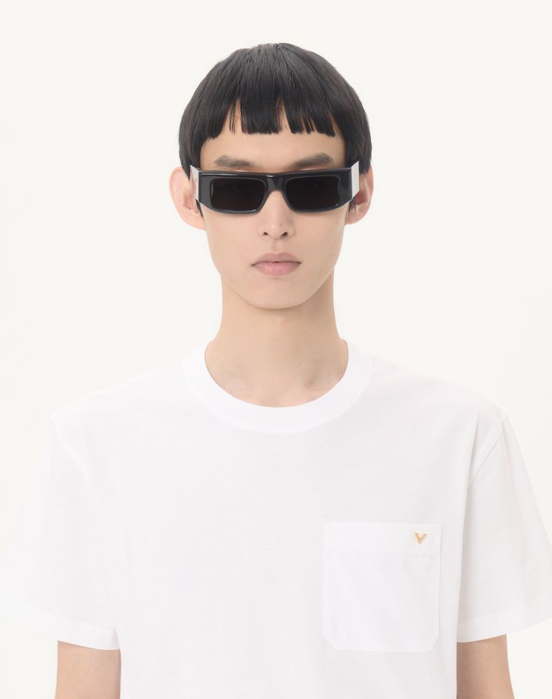 Valentino katoenen T-shirt met V-goud