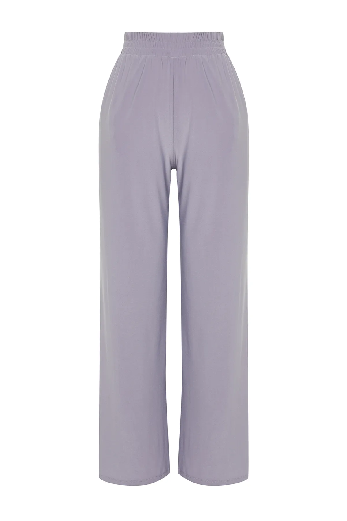 Trendyol Collection  Graue, weit geschnittene/locker geschnittene, dehnbare Strickhose mit hoher Taille TWOSS23PL00129