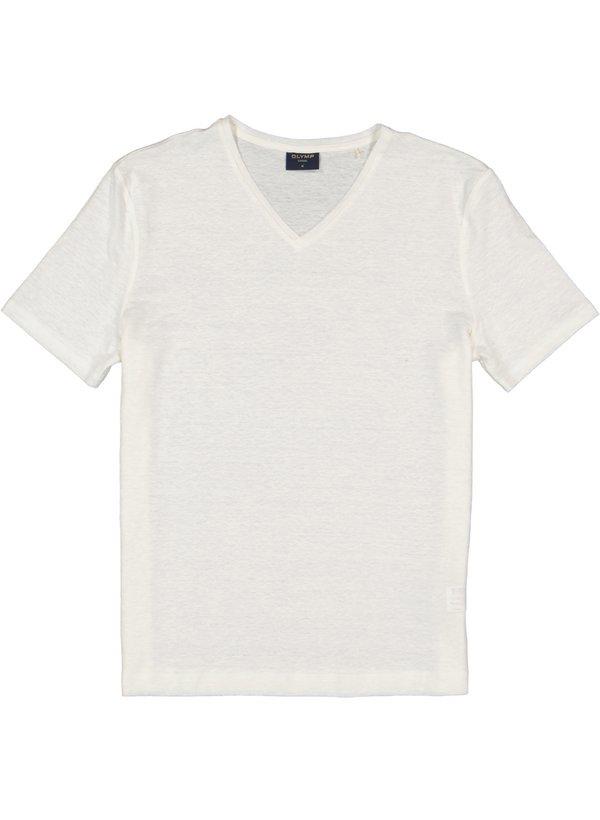OLYMP, T-Shirt, Leinen, weiß