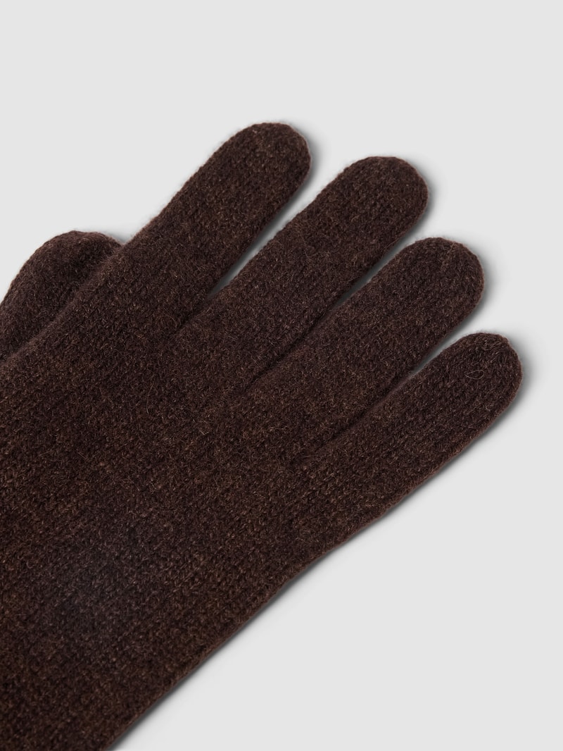 Handschuhe aus Kaschmir mit breitem Umschlang in schokobraun meliert
