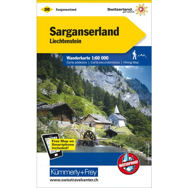 KuF Schweiz Wanderkarte 30 Sarganserland, Liechtenstein 1 : 60 000 / Matt laminiert - Wanderkarte