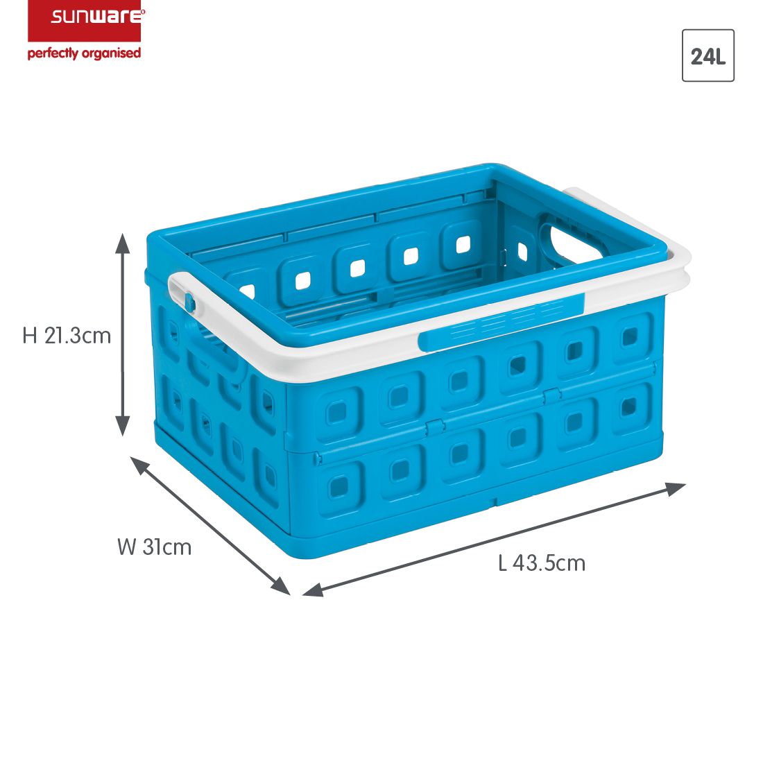 Sunware Square 24 Liter Set von 4 Klappboxen mit Griff