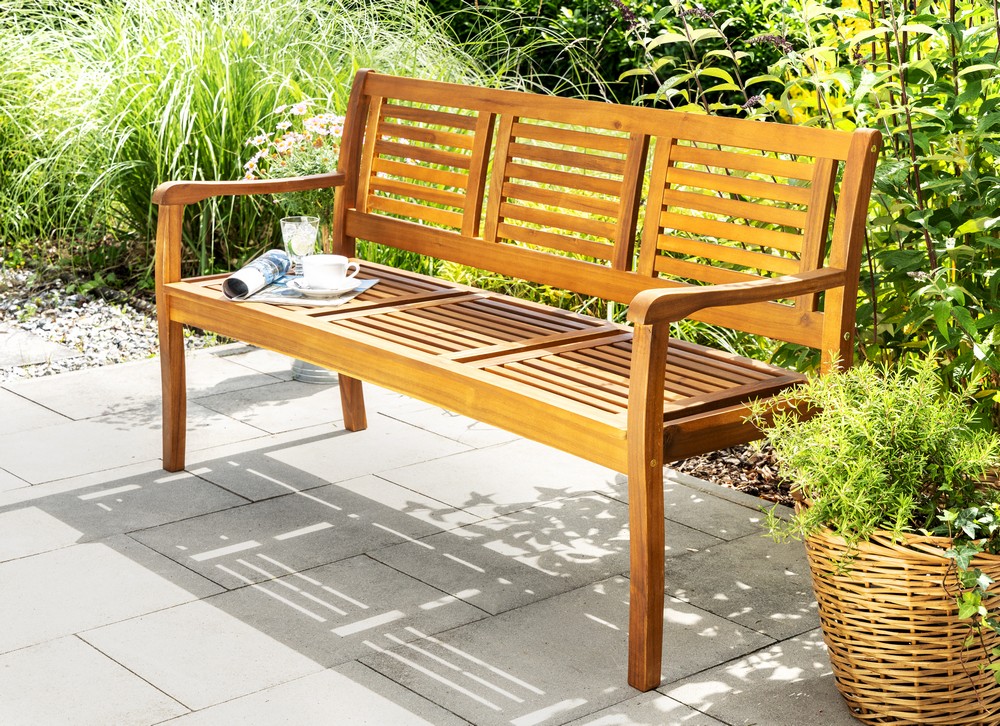 HC Garten & Freizeit 3-Sitzer Gartenbank Akazienholz 153 x 90 x 57 cm