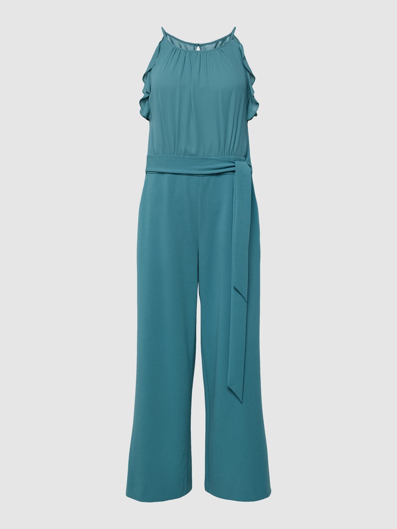 Jumpsuit mit Volants in petrol