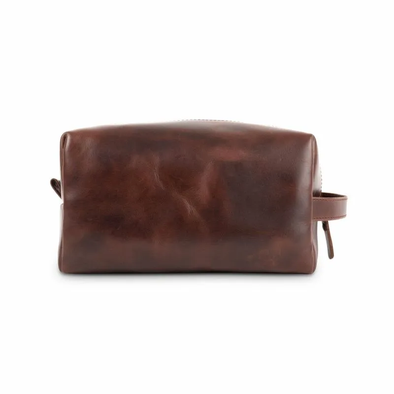 Buckle & Seam Leder Waschbeutel Everest - Braun \/ Blau