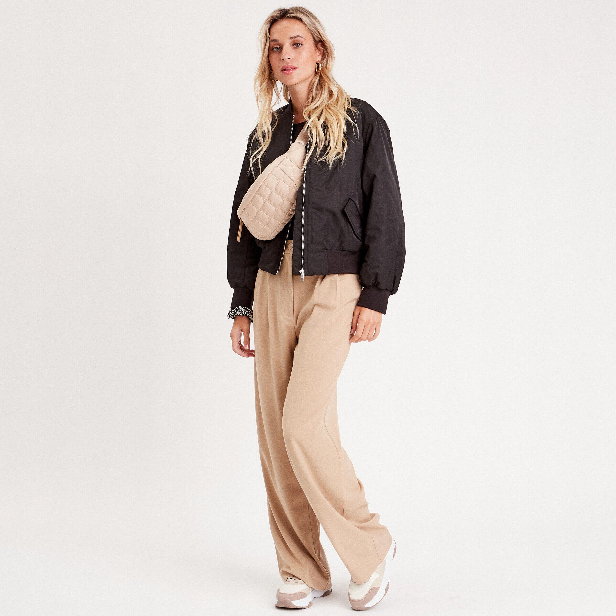Veste bomber oversize noir femme | Cache Cache