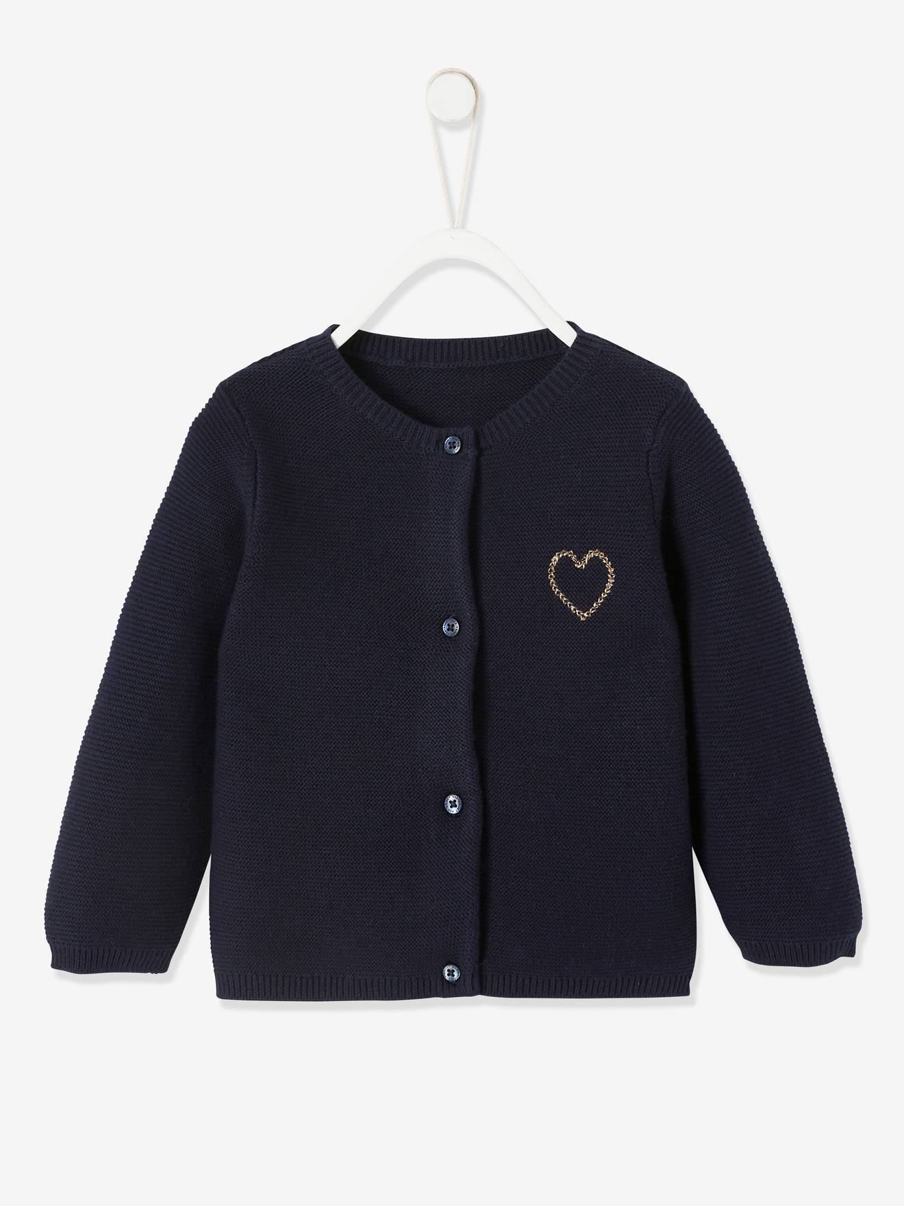 Cardigan broderie dorée coeur bébé BASICS ivoire