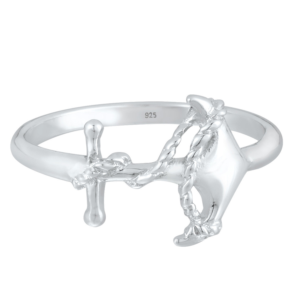 Elli Elli Bague Femme Symbole d'Ancrage Maritime Ludique en Argent Sterling 925 Bague