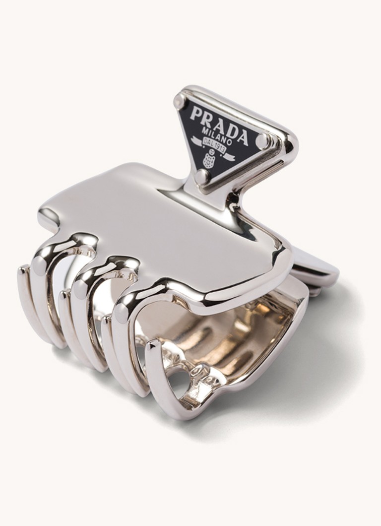 Clamă de păr metalică Prada cu logo