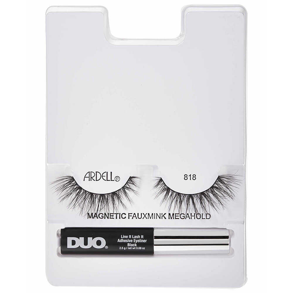 Ardell Faux-Cils Magnétique Faux Mink n°818 avec colle/feutre eyeliner Duo 2,5g Faux-Cils Magnétiques en frange réutilisables, avec colle/feutre eyeliner inclus