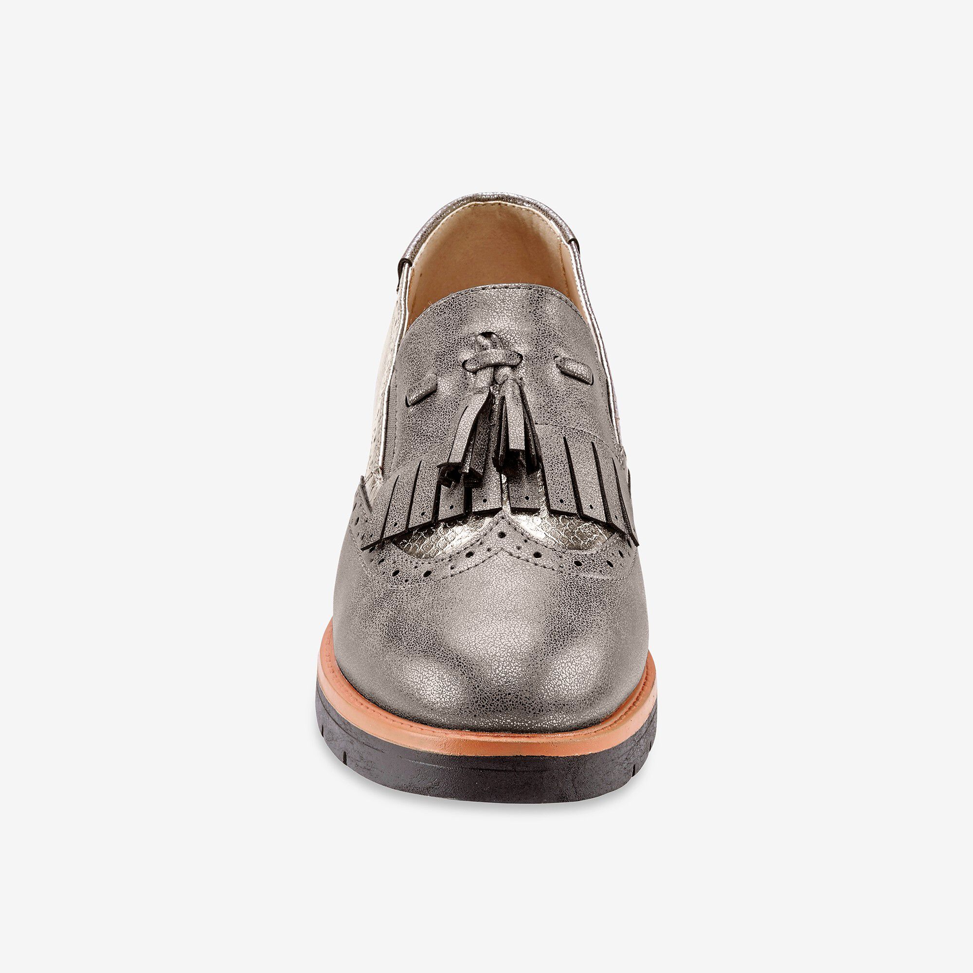 Mocassins compensés à franges et pompons