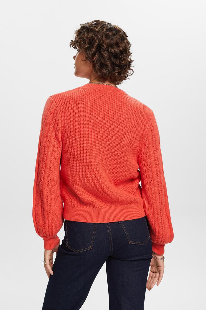 Cardigan aus Zopfstrick, Wollmix