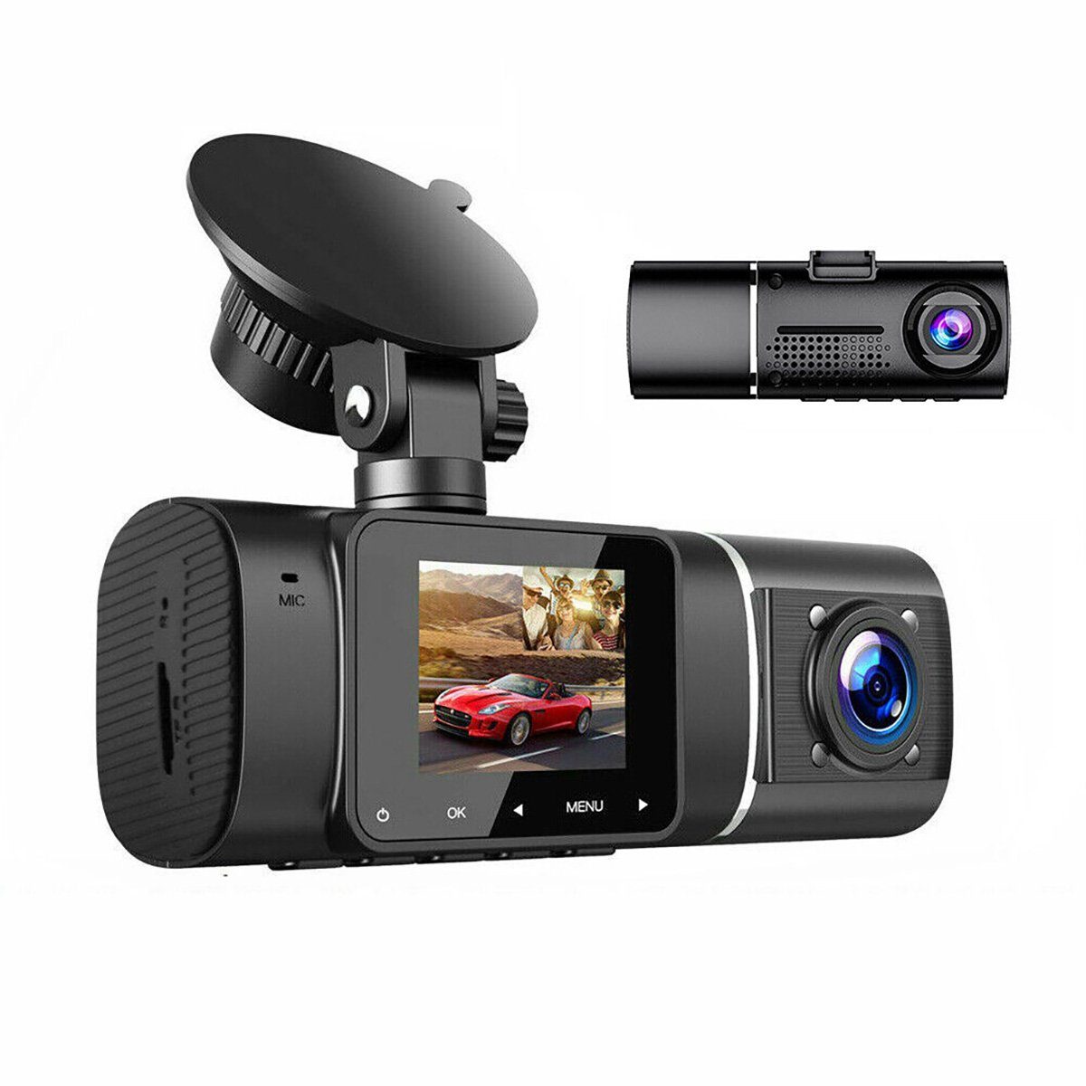 yozhiqu Neuer 1,5-Zoll-HD-Fahrrekorder Dashcam (Duale Aufnahme von 1080P High-Definition-Auto-DV vor und im Auto)