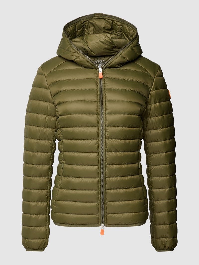 Steppjacke mit Label-Patch Modell 'DAISY' in olivgrün