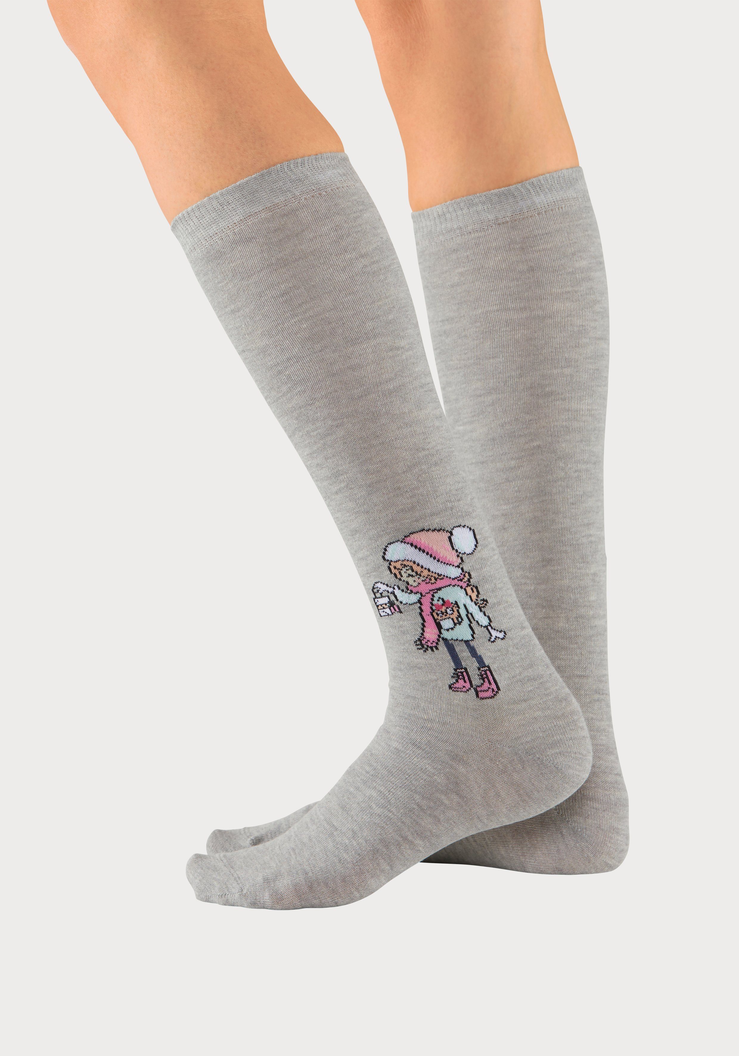 H.I.S Kniestrümpfe (5-Paar) mit eingestricktem Motiv