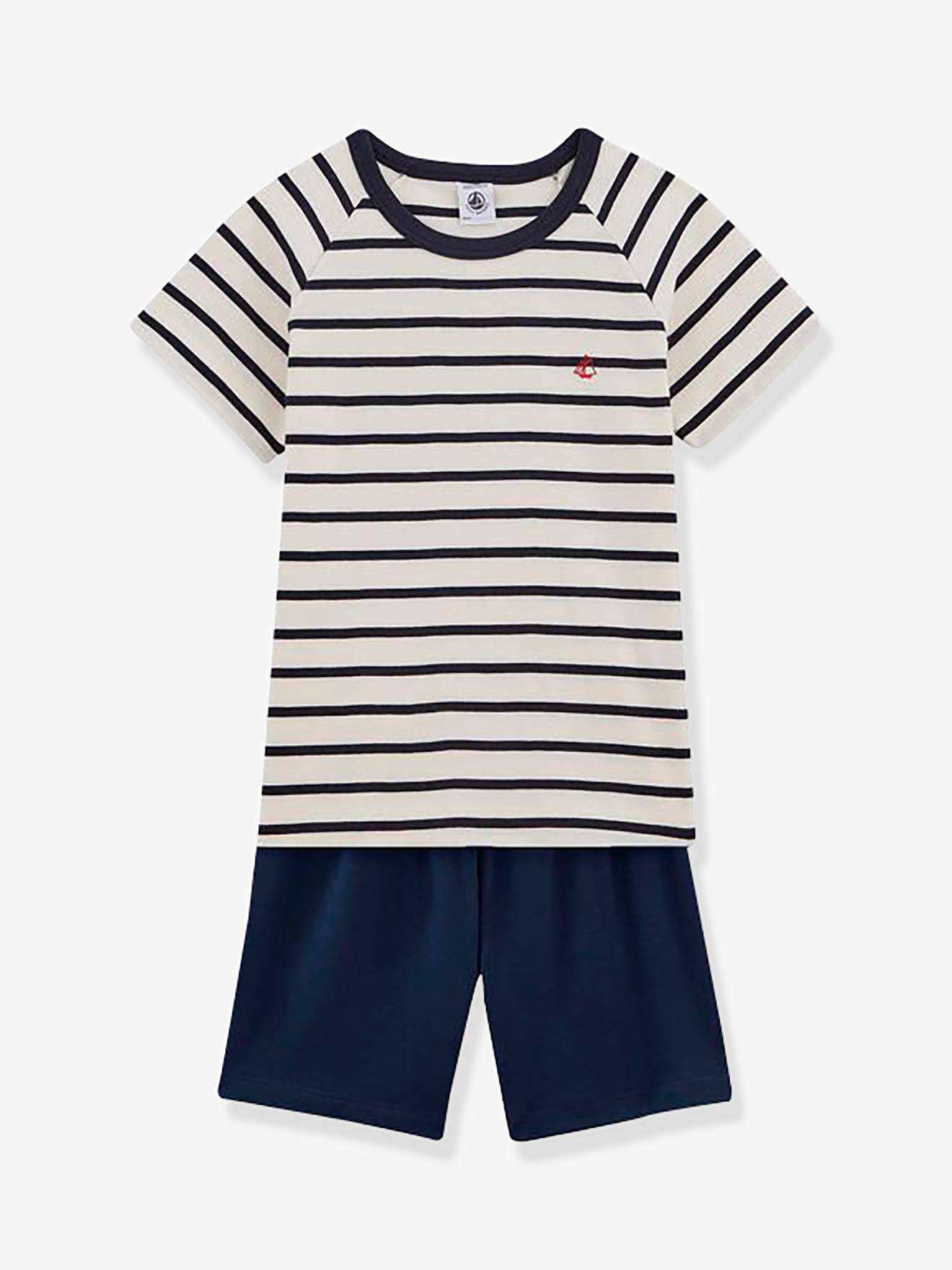 Petit Bateau Kurzer Jungen Schlafanzug PETIT BATEAU - marine gestreift