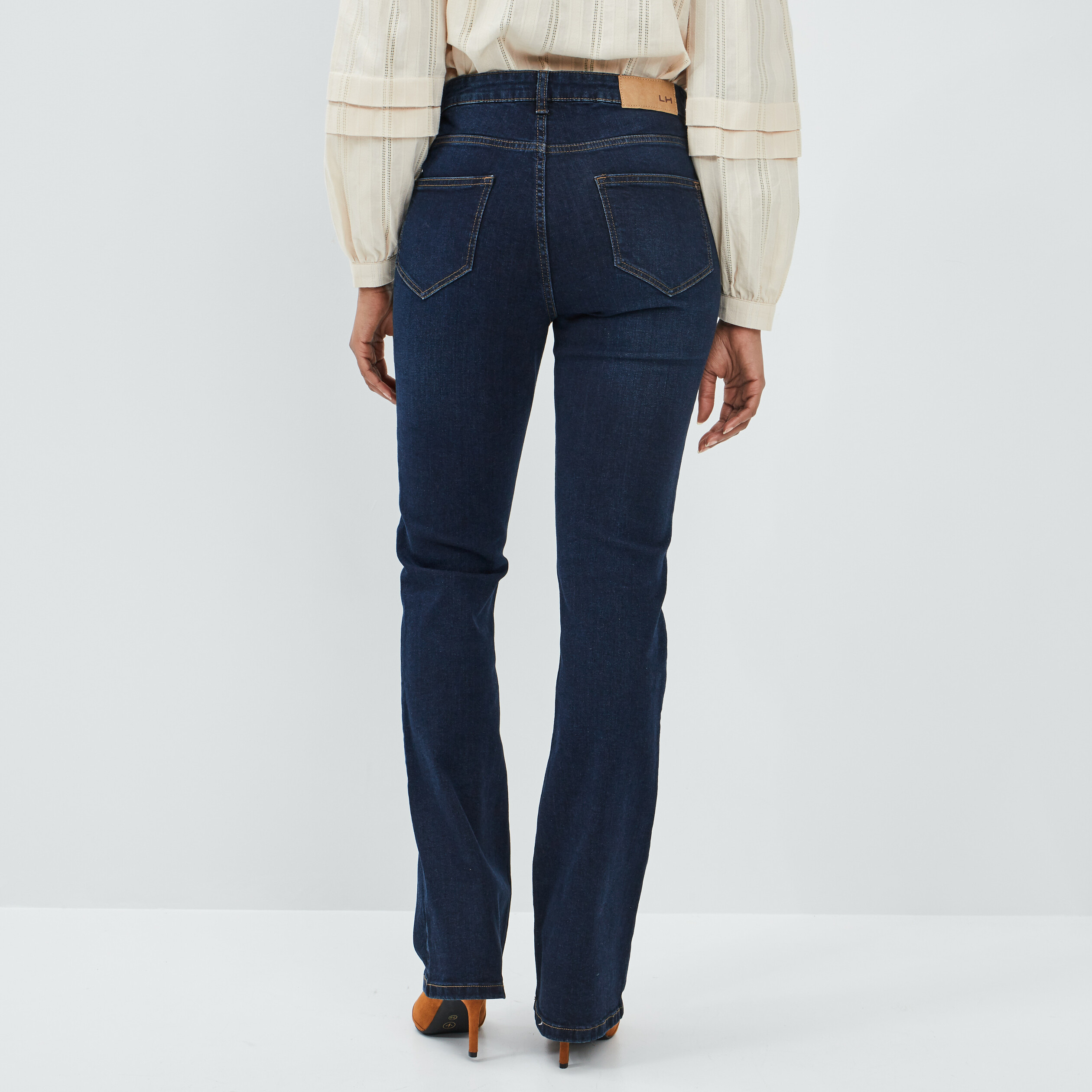 Jeans bootcut taille haute denim brut femme | La Halle