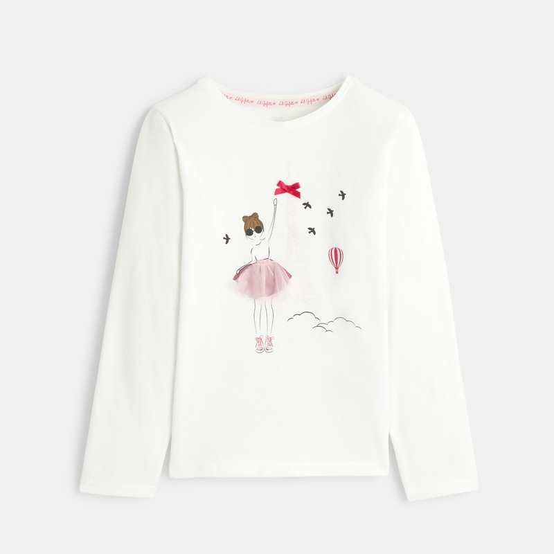 T-shirt blanc à dessin crayonné Lili Gaufrette