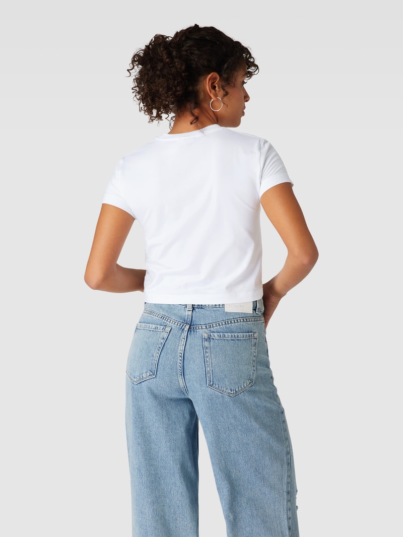 Cropped T-Shirt mit Label-Print Modell 'MONOLOGO BABY TEE' in weiss