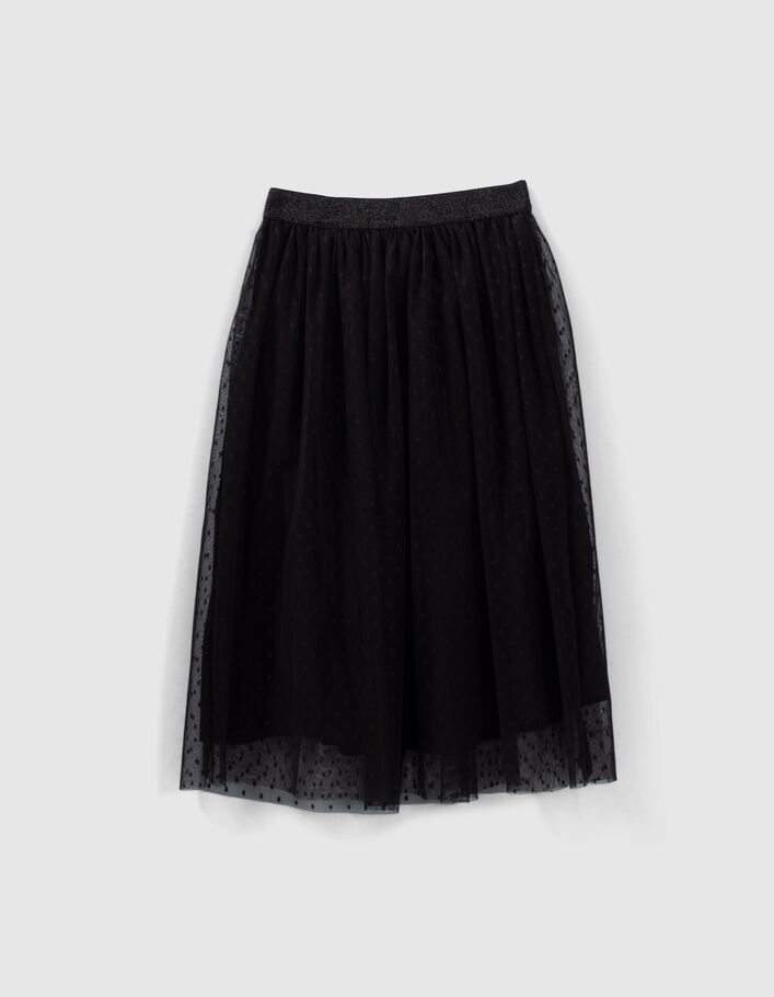 Jupe midi noire tulle plumetis fille