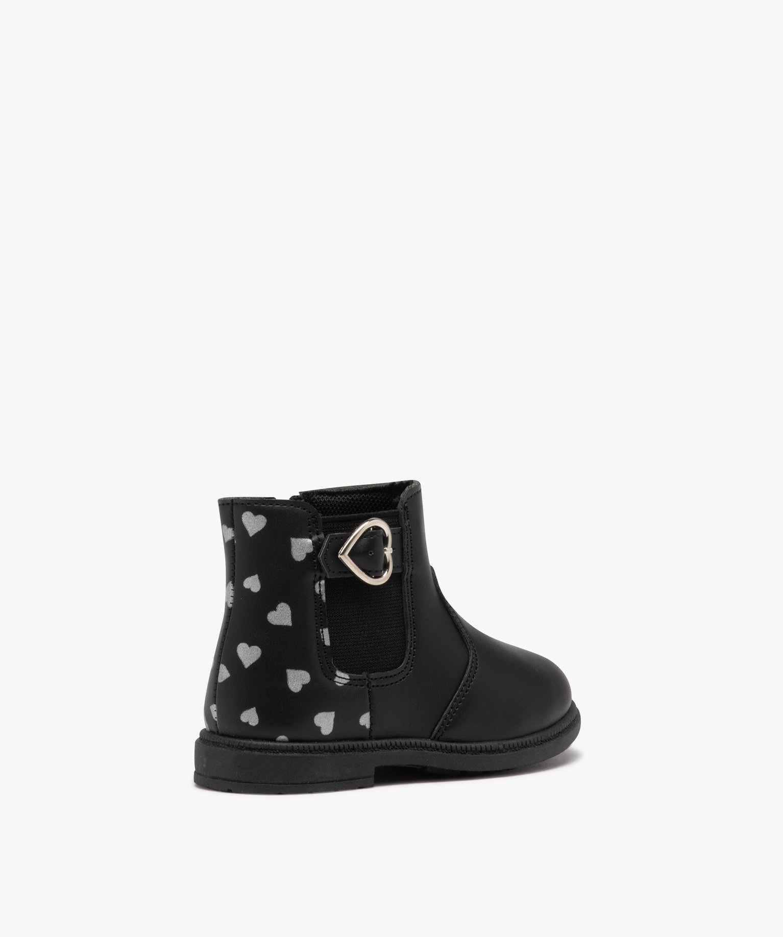 Boots bébé fille unies style Chelsea avec petits coeurs noir | GEMO