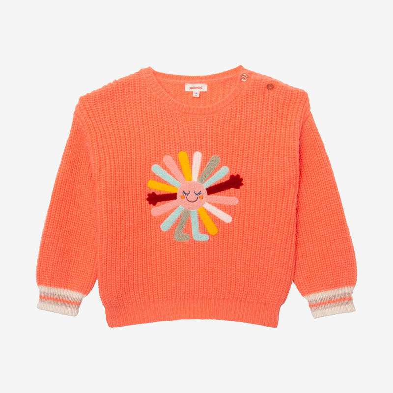 Pull bébé fille soleil bouclette orange Catimini