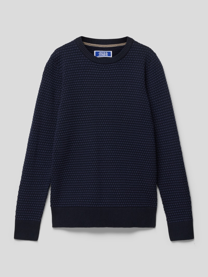 Pullover mit Allover-Muster Modell 'EATLAS' in marineblau