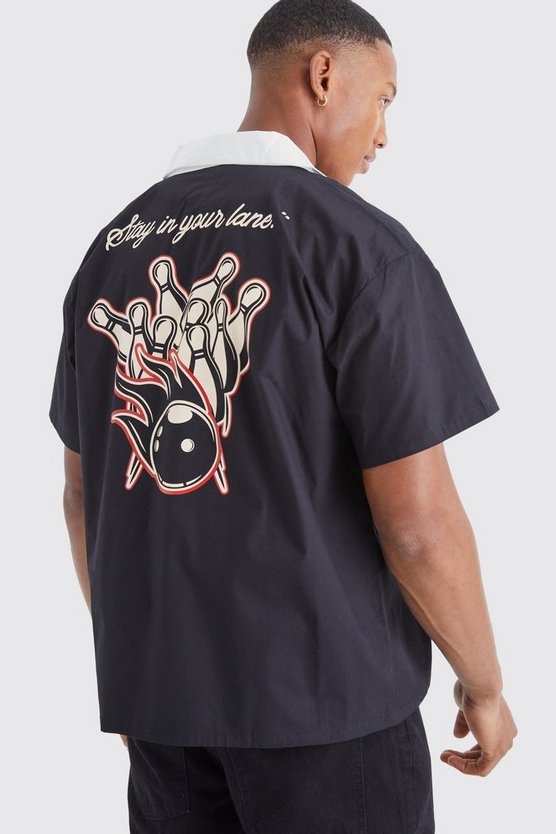 Short Sleeve Boxy Poplin Bowling Back Shirt